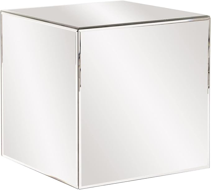 Howard Elliott Mirrored Finish Silver Cube Table Centerpiece, Showpeice Coffee Table, Home Decor Accessories Furniture for Bedroom, Livingroom, 16 x 16 x 16 Inch