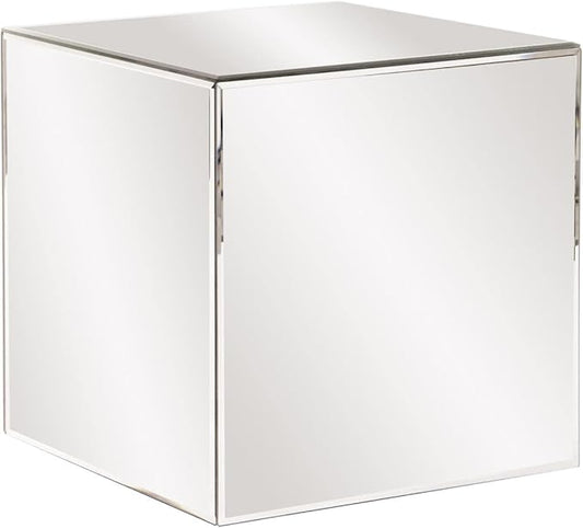 Howard Elliott Mirrored Finish Silver Cube Table Centerpiece, Showpeice Coffee Table, Home Decor Accessories Furniture for Bedroom, Livingroom, 16 x 16 x 16 Inch
