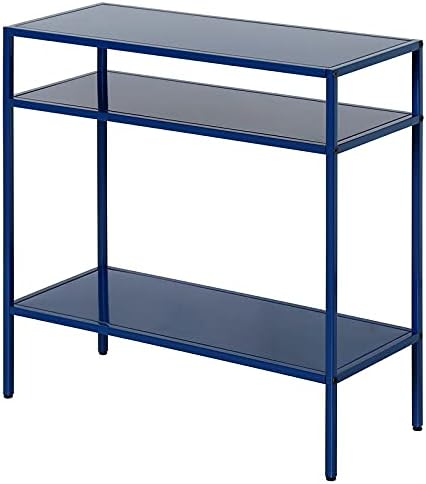 Henn&Hart 24" Wide Rectangular Side Table in Mykonos Blue, Table for Living Room, Bedroom