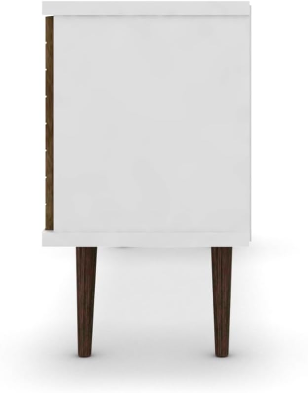 Manhattan Comfort Liberty Mid Century Modern TV Stand for Televisions up to 50 Inches, Bedroom and Living Room Entertainment Center with Storage, Shelves, and Cabinet, 53" Wide, White/Rustic