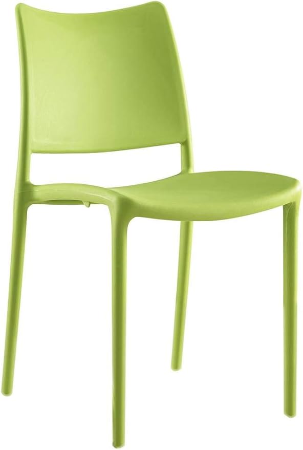 Modway Hipster Contemporary Modern Molded Plastic Stacking Four Dining Chairs in Green
