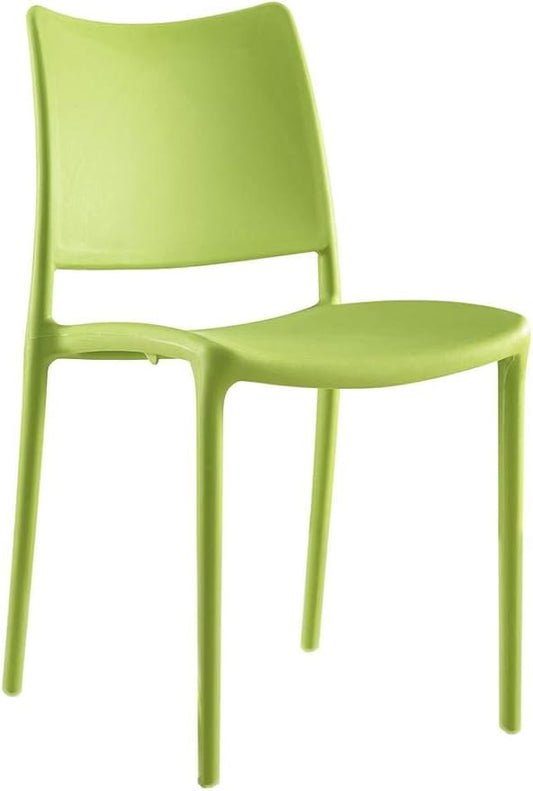Modway Hipster Contemporary Modern Molded Plastic Stacking Four Dining Chairs in Green