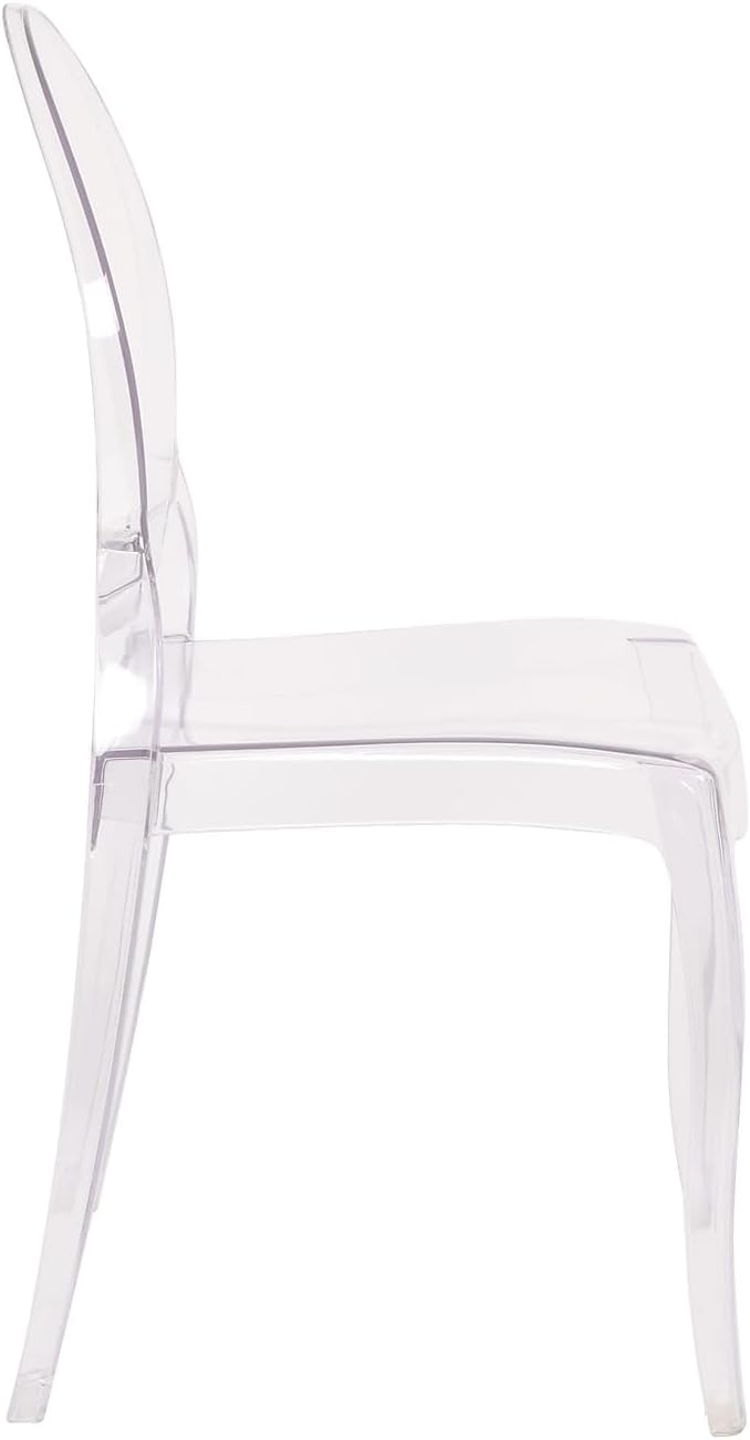 Flash Furniture Set of 4 Extra Wide Resin Ghost Chairs with 700 LB. Weight Capacity - Clear Kitchen and Dining Room Chair - Acrylic Event Chair for Indoor/Outdoor Use