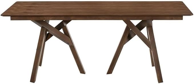 Armen Living Cortina 79" Mid-Century Modern Wood Dining Table Legs, White/Walnut