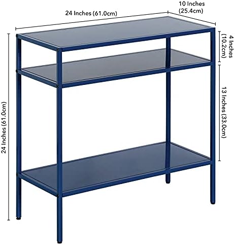 Henn&Hart 24" Wide Rectangular Side Table in Mykonos Blue, Table for Living Room, Bedroom