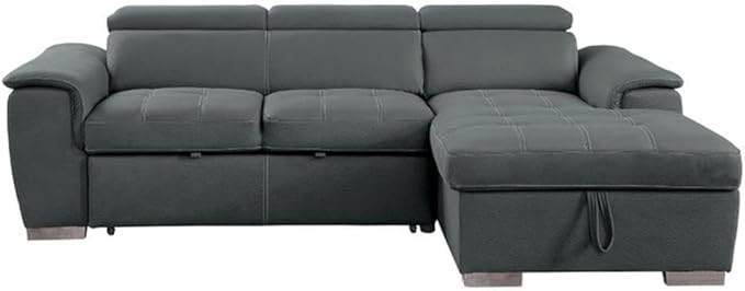 Homelegance Ferriday 98" x 66" Sectional Sleeper with Storage, Gray