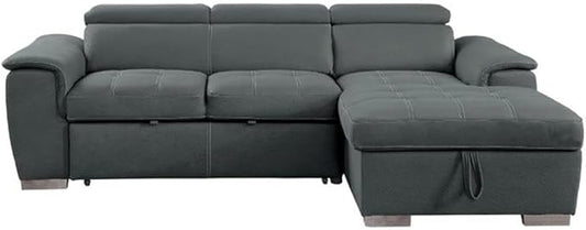 Homelegance Ferriday 98" x 66" Sectional Sleeper with Storage, Gray