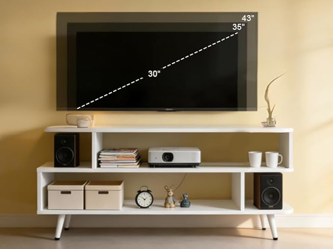 Lightdot TV Stand for TVs up to 45'', Modern Entertainment Center with 3 Storage Open Large Capacity for Collection, Media Console Table for Living Room/Entrance/Sofa Cabinet,Easy Assembly-White