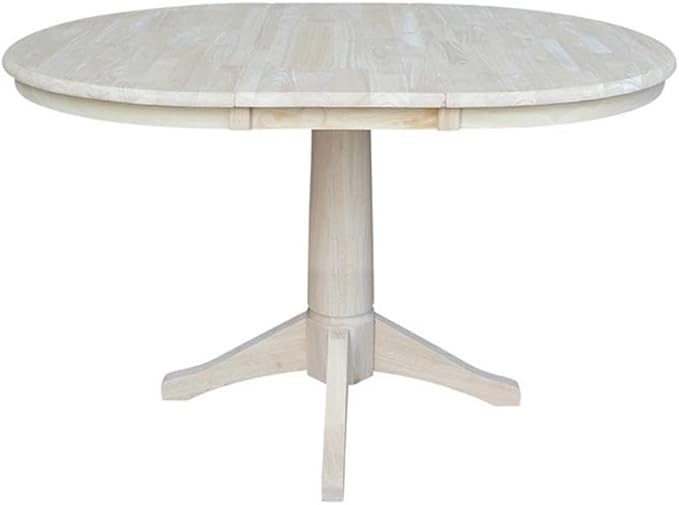 International Concepts 36" Round Top Pedestal Table with 12" Leaf-28.9" H-Dining Height, Unfinished