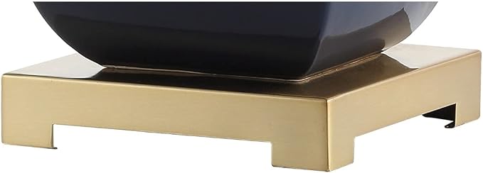 JONATHAN Y 25.5" Navy Blue/Gold Ceramic Table Lamp for Living Room Bedroom, White Linen Shade, Modern Footed Vase Bedside Lamp, LED Bulb Included, UL Listed JYL3049A