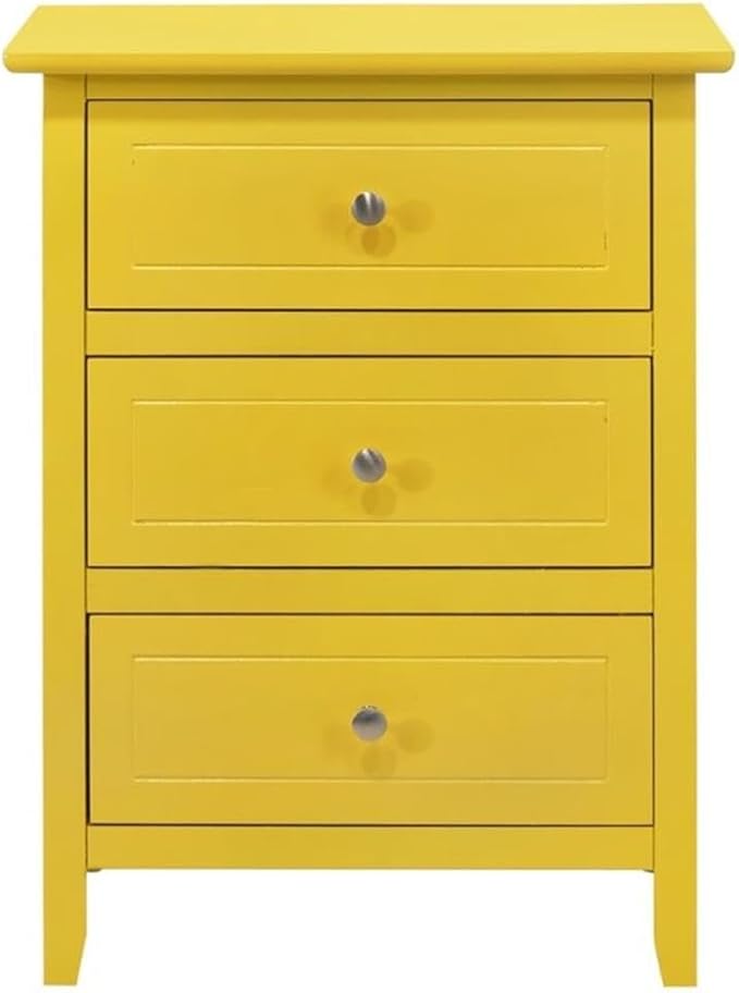 Glory Furniture Daniel 3 Drawer Nightstand in Yellow