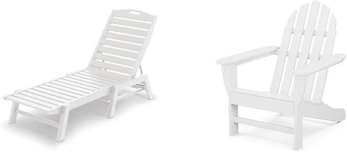 Polywood 2pc Patio Furniture Set - Nautical Chaise & Adirondack Chair
