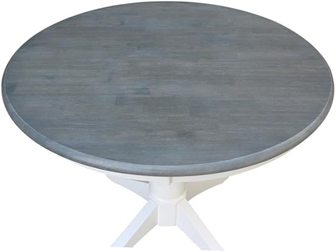 IC INTERNATIONAL CONCEPTS 36" Round Solid Wood Gray Table-Dining Height