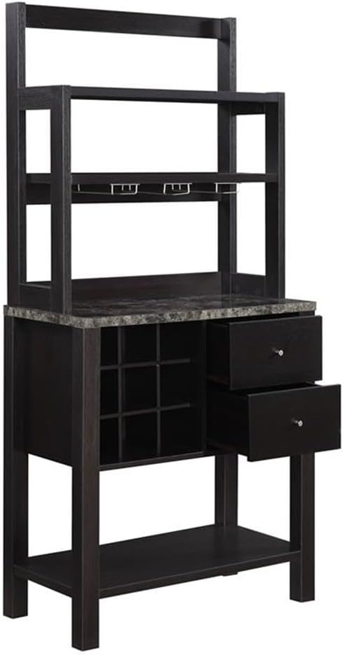 Convenience Concepts Newport Serving Bar, Espresso/Faux Marble
