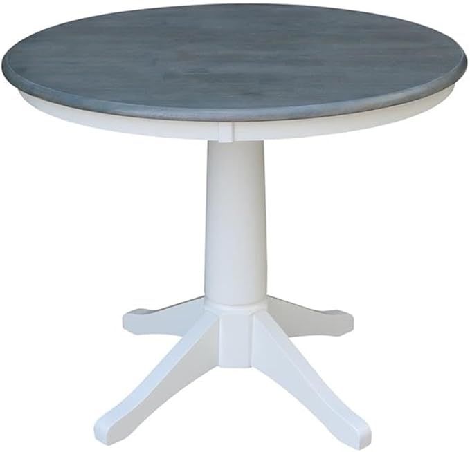 IC INTERNATIONAL CONCEPTS 36" Round Solid Wood Gray Table-Dining Height