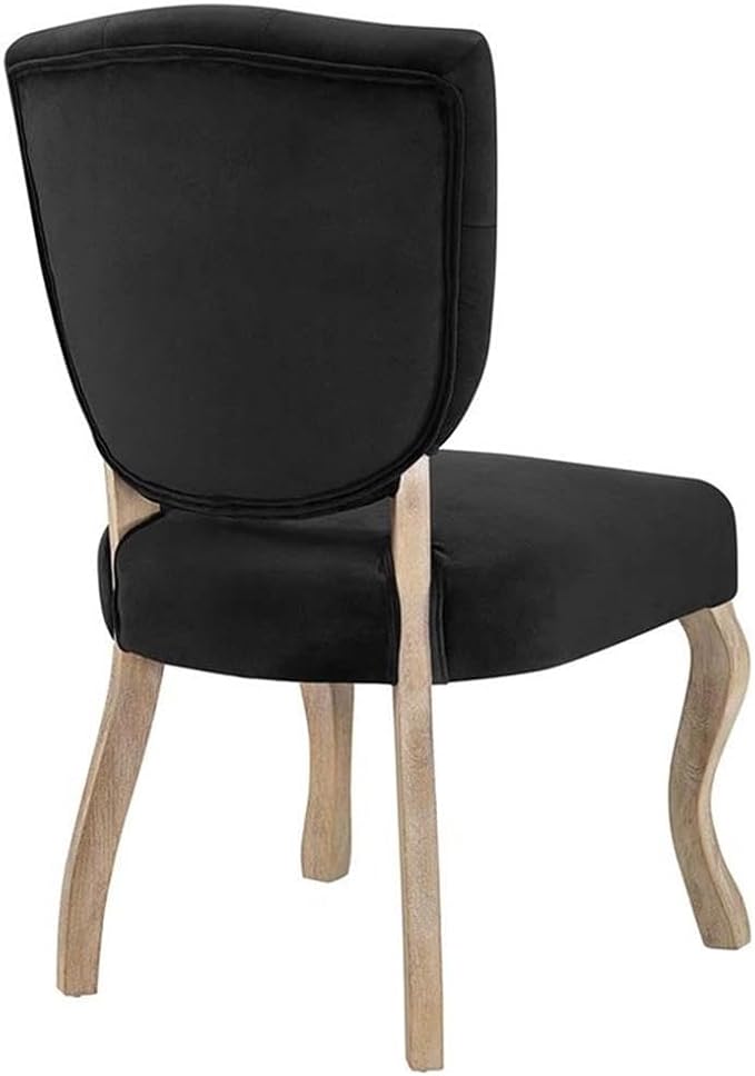 Modway Array French Vintage Tufted Performance Velvet Weathered Wood Dining Chair in Black