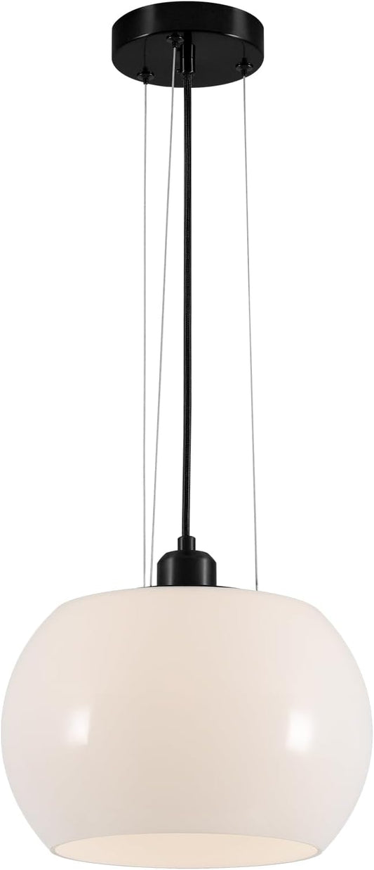 BOKT Modern Large Globe Pendant Light Black White Dome Glass Pendant Lighting Mid Century Farmhouse Kitchen Island Hanging Light Fixture Dining Room Ceiling Hanging Lamp