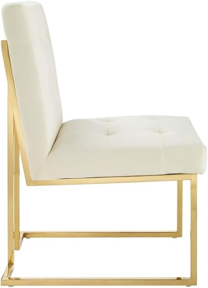 Modway Privy Performance Velvet Gold Stainless Steel Dining Chair in Gold Ivory
