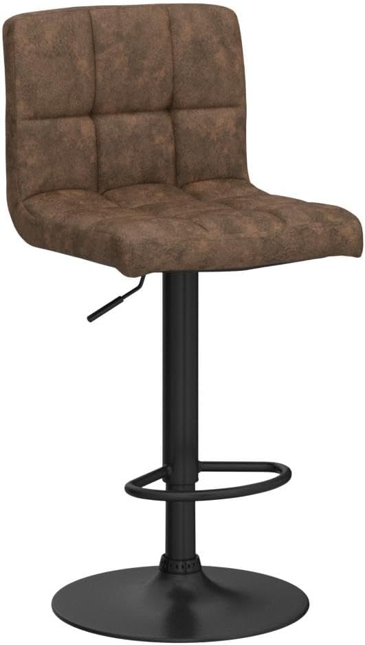 Finnhomy Bar Stools Set of 2 Counter Height, Swivel Barstools with Footrest and L Shape Thicken Cushion Back, Height Adjustable Modern Bar Chairs, Vintage Leather, Retro Brown