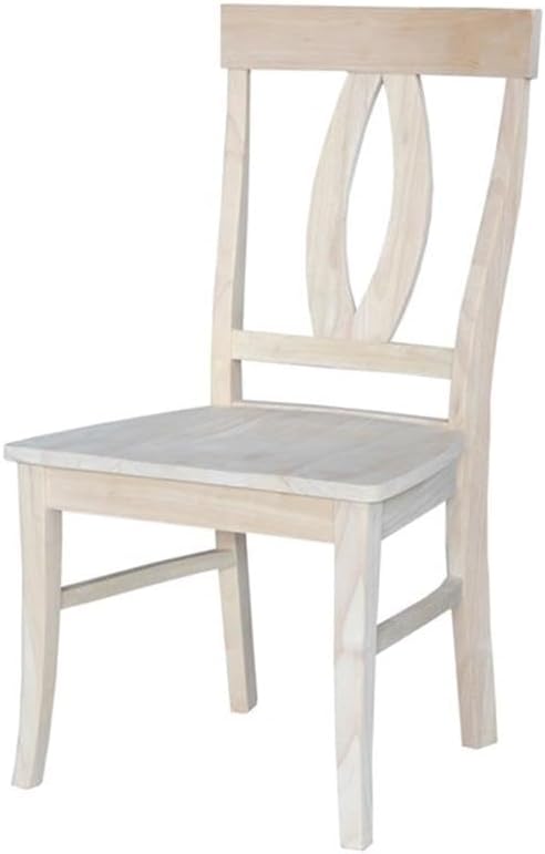 IC International Concepts, Set of Two Verona Dining Chairs, Unfinished, 225lbs wt capacity, Solid Real Wood, Sturdy Parawood, DIY, Paint/Stain Ready, Unfinished