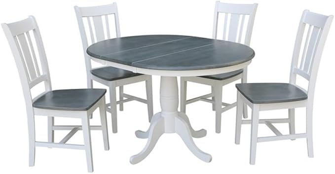International Concepts 36" Solid Wood Extension Dining Table with 4 Chairs