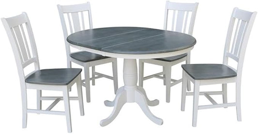 International Concepts 36" Solid Wood Extension Dining Table with 4 Chairs