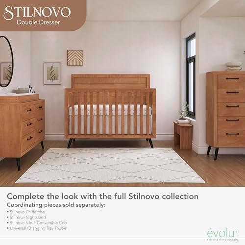 Evolur Stilnovo Mid Century Dresser, in Sugar Cane