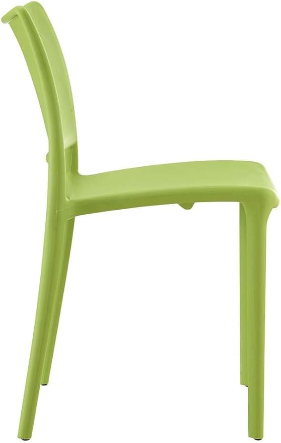 Modway Hipster Contemporary Modern Molded Plastic Stacking Four Dining Chairs in Green