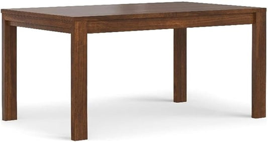 SIMPLIHOME Wilson Dining Table - 60 inch Wide Solid Wood Walnut Veneer Extendable Table, Transitional Style for Dining Room or Kitchen with Thick, Straight Legs and Butterfly Leaf, Seats 8