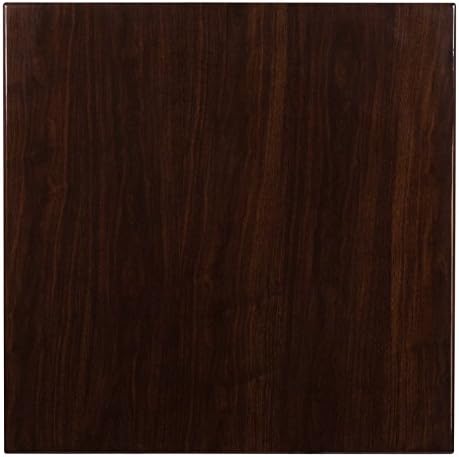 Flash Furniture Glenbrook 36'' Square High-Gloss Walnut Resin Table Top with 2'' Thick Drop-Lip