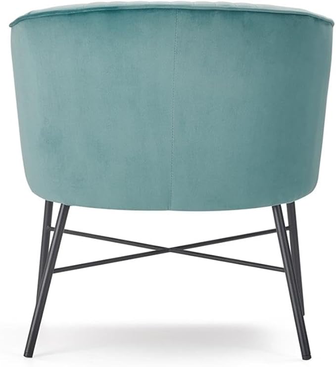 Leone Upholstered Accent Chair, Velvet Tufted Comfy Back Cushion Club Armchair, Modern Living Room Furniture for Small Spaces, Seaglass Teal