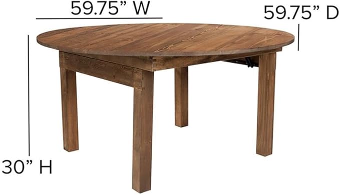 Flash Furniture HERCULES Series Round Dining Table | Farm Inspired, Rustic & Antique Pine Dining Room Table