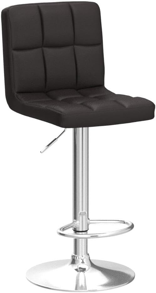 COSTWAY Adjustable Bar Stools Set of 2, Modern Swivel PU Leather Bar Chair with Backrest, Soft Cushioned Seat, Footrest, Sturdy Metal Frame, Comfortable Barstools for Kitchen Island, Pub, Brown