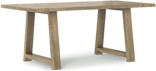 SIMPLIHOME Whitley Dining Table - 72 inch Wide Solid Mango Wood Rectangular Table in Grey Wash, Modern Farmhouse Style for Dining Room or Kitchen with Extra-Thick Trestle Base, Seats 6