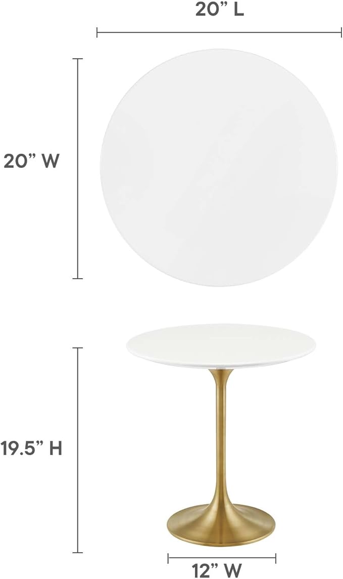 Modway Lippa Side Table, Gold White