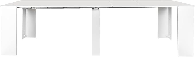 Ball & Cast Extendable Dining Table, 20"/118.5" Large Dining Room Table for 6-10 Person,Kitchen Table with Wood Legs, Space-Saving Folding Console Table,White