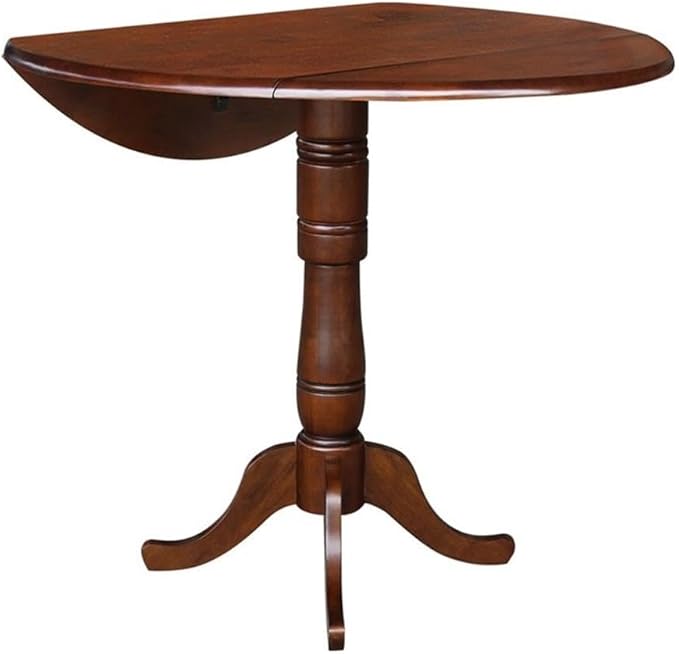 IC INTERNATIONAL CONCEPTS 42" Round Dual Drop Leaf Pedestal Table - 41.5" H Espresso