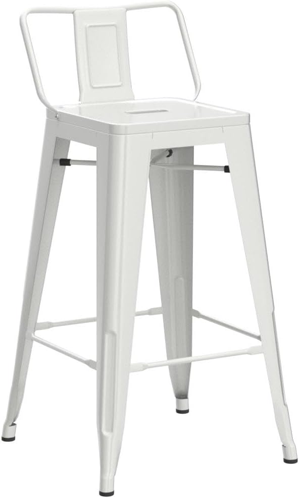 Tongli Metal Bar Stools Set of 4 Barstools Counter Height Bar Stools with Back Industrial Bar Stool Indoor Counter Stool Kitchen Island Stools Modern Bar Chair 24 inch White Cream