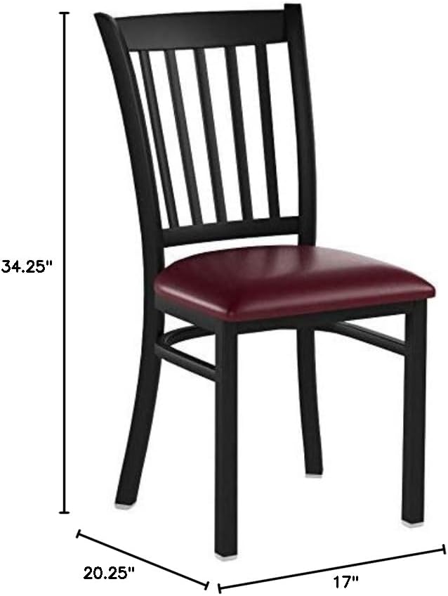 Flash Furniture 2 Pack HERCULES Series Black Vertical Back Metal Restaurant Chair - Burgundy Vinyl Seat