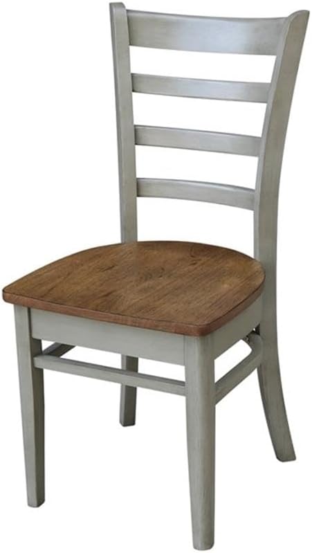 IC INTERNATIONAL CONCEPTS 42" Solid Wood Distressed Hickory/Stone Drop Leaf Table with 2 Emily Chairs