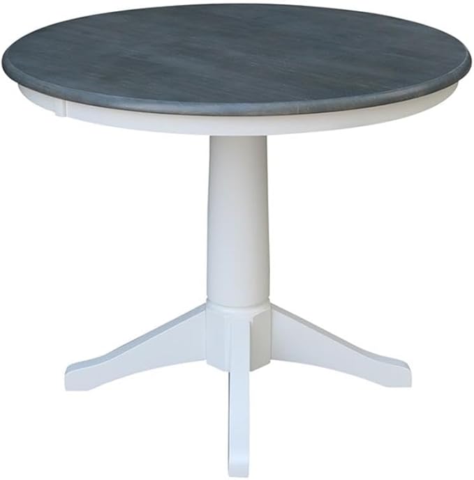 IC INTERNATIONAL CONCEPTS 36" Round Solid Wood Gray Table-Dining Height