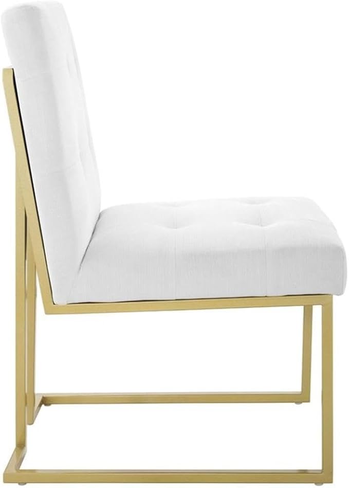 Modway Privy Upholstered Gold Stainless Steel Dining Chair in Gold White