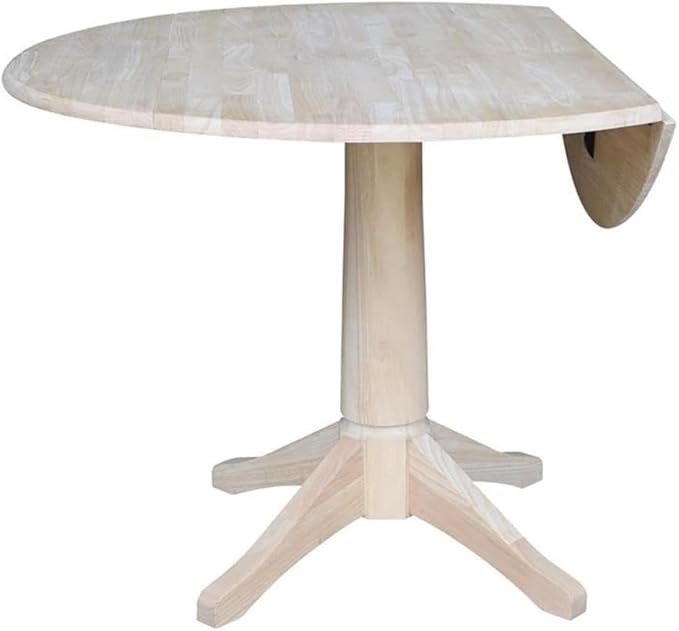 IC INTERNATIONAL CONCEPTS 42" Round Solid Wood Dual Drop Leaf Pedestal Table - Unfinished
