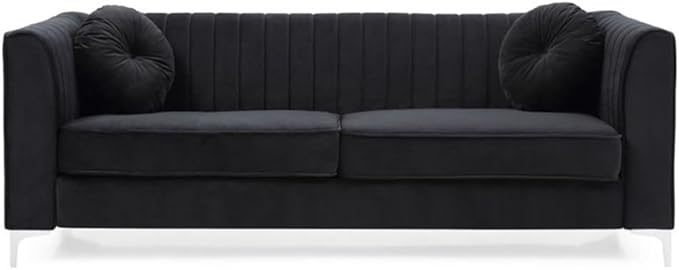 Glory Furniture Delray Velvet Sofa in Black