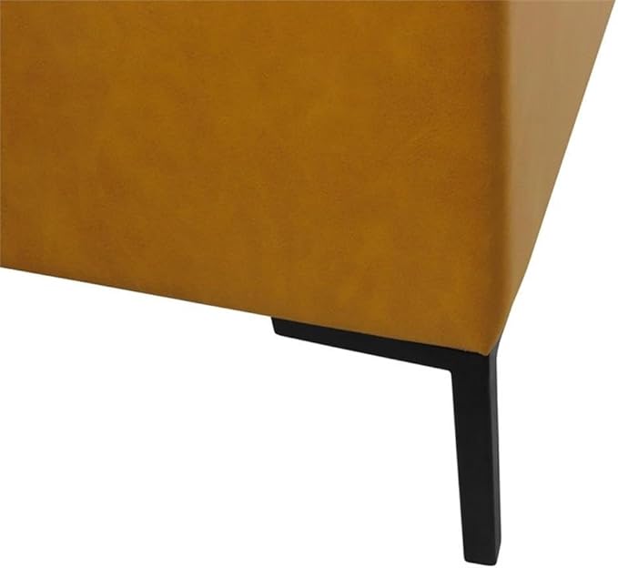 HomePop Upholstered Storage Bench with Metal Leg|Homepop Home Décor|Bench with Storage for Living Room & Entryway - Faux Leather Brown