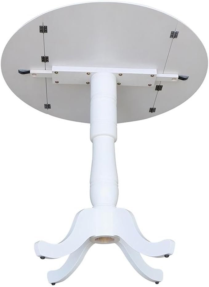 International Concepts 42 in Round Dual Drop Leaf Pedestal Table-41.5"H Dining Table, White