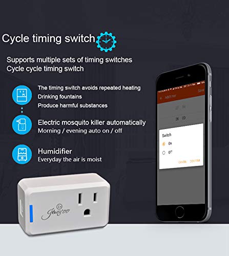 Jinvoo WiFi Smart Mini Plug, 10A, Remote Control by Jinvoo Smart app, Works with Amazon Echo,Compatible with iOS/Android Google Assistant, Timer White (4 Pack)