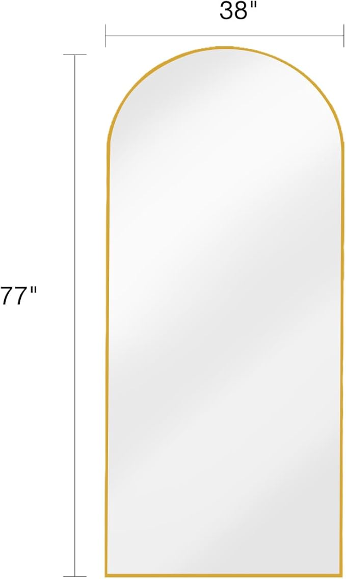 Full Length Mirror with Stand, 41"x81" Floor Mirror Freestanding, Arched, Oversized Mirror Full Length(Gold)