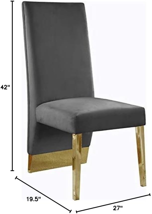 Meridian Furniture Porsha 19" H Velvet Dining Chair in Gray (Set of 2)