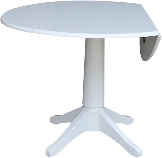 International Concepts 42 in Round Dual Drop Leaf Pedestal Table-30.3"H Dining Table, White